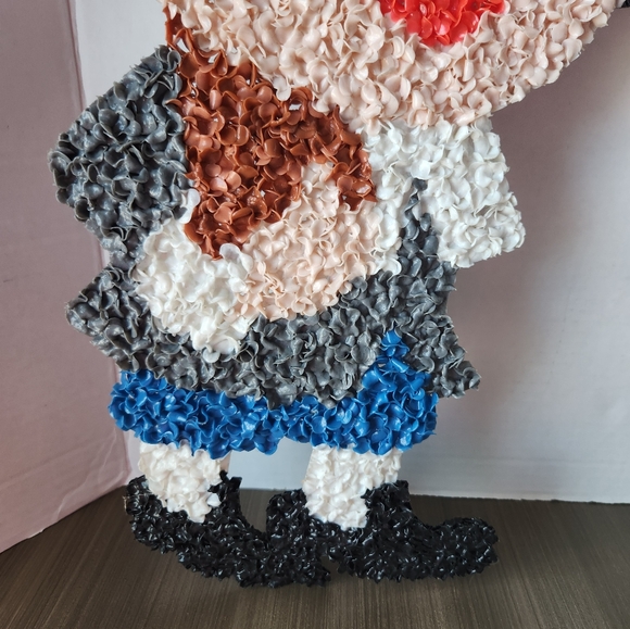 Vintage 1970s Melted Plastic Popcorn Blue Eyed Pilgrim Set Retro - Picture 10 of 17